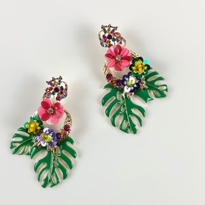 Zara Collection beaded floral drop earrings